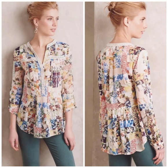 Anthropologie Tops - Anthropologie Maeve | Cotton Patchwork Blouse